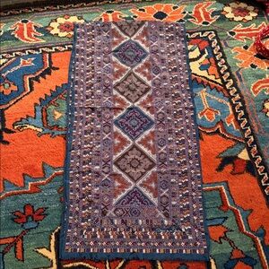 Vintage Oscar De La Renta 52x12 Silk Scarf, Jewel tone Colors, Stunning Fringe